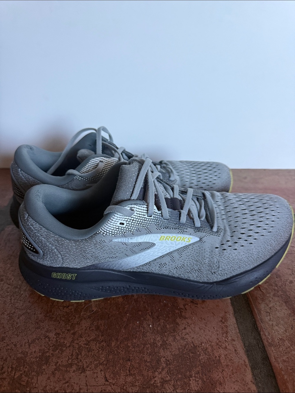 Brooks Men’s Ghost Running Shoes - Gray with Neon Accent